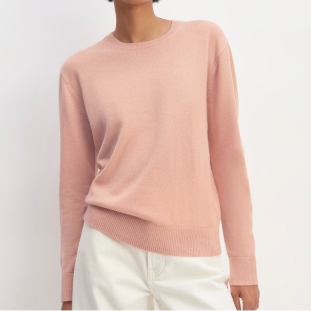 Everlane The Cashmere Classic Crew Sweater Light Blush Pink Top Size XS